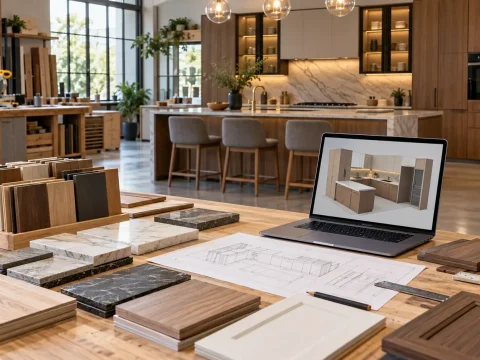 طراحی سایت کابینت سازی با نمایش متریال و مدل سه بعدی آشپزخانه